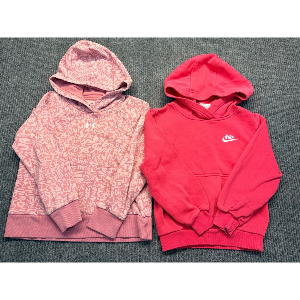 Nike and Under Armour Girls Pink Hoodie Bundle Size Small YSM